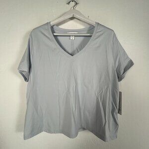 Athleta Womens Essential V-Neck Tee Short Sleeve T-Shirt Light Blue XL New